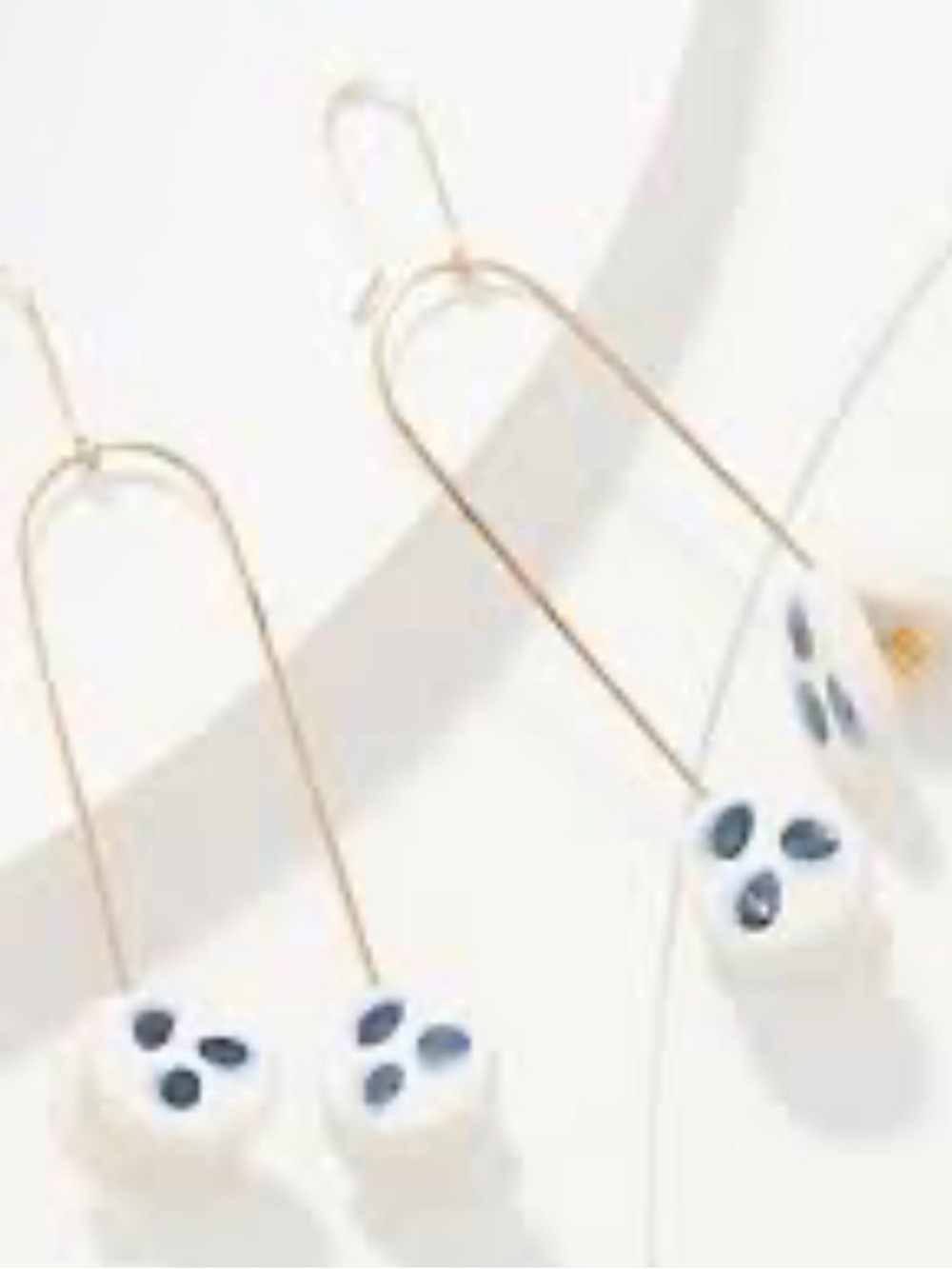 Minimalist White Drop Earrings with Black Dot Accents - Women Jewelry